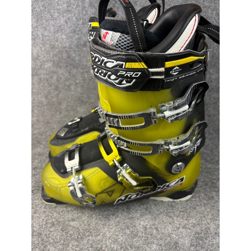 Nordica NRGy Pro 2 Ski Boots Mens 27.5 Yellow Black Downhill Cork Fit Pro NRG